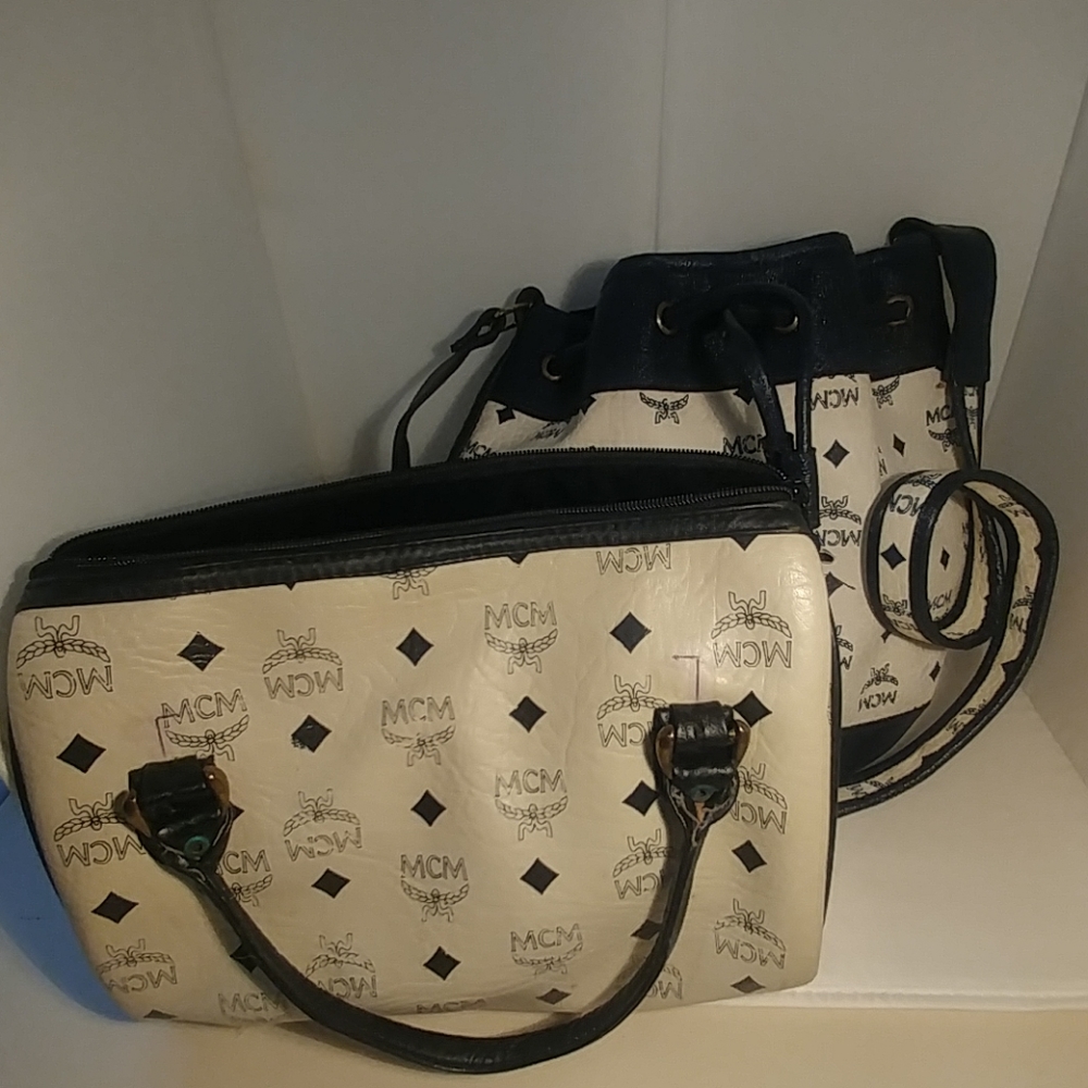 MCM drawstring bucket and purse set